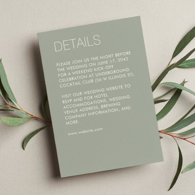 Carte D'accompagnement Moderne minimaliste Mariage vert Sage (Créateur téléchargé)