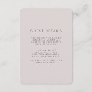 Carte D'accompagnement Moderne Plum Mariage Détails de la clientèle