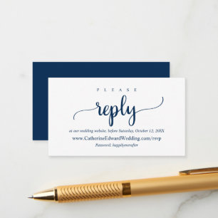 Carte D'accompagnement Moderne Rustique, Bleu Marine, site web de RSVP en