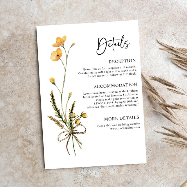 Carte D'accompagnement Moderne Rustique Botanique Élégant minimaliste Mar (Modern Rustic Botanical Elegant Minimalist Wedding Enclosure Card)
