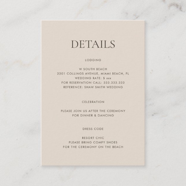 Carte D'accompagnement Moderne simple Monogramme Sand Mix & Match Mariage (Devant)