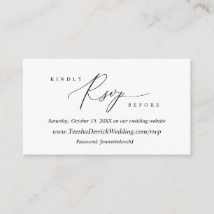 Carte D'accompagnement Moderne Simple Noir Calligraphie, en ligne RSVP