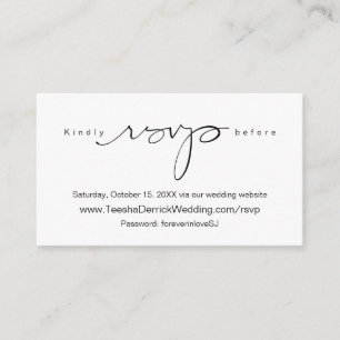 Carte D'accompagnement Moderne Simple Noir Calligraphie, en ligne RSVP