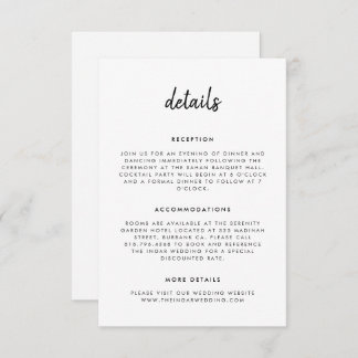 Carte D'accompagnement Moderne Simple Script Mariage noir et blanc