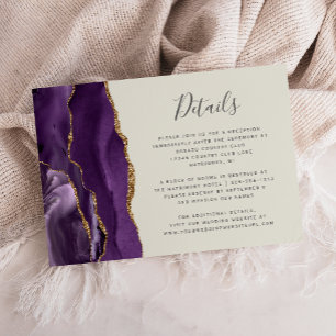 Carte D'accompagnement Moderne violet or Agate ivoire Détails Mariage