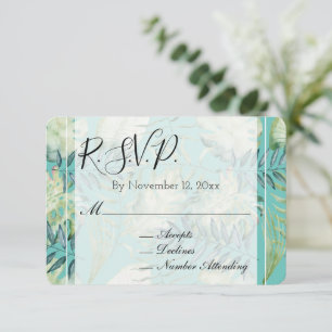 Carte D'accompagnement Monnaie Tropical Green Feuilles mariage RSVP