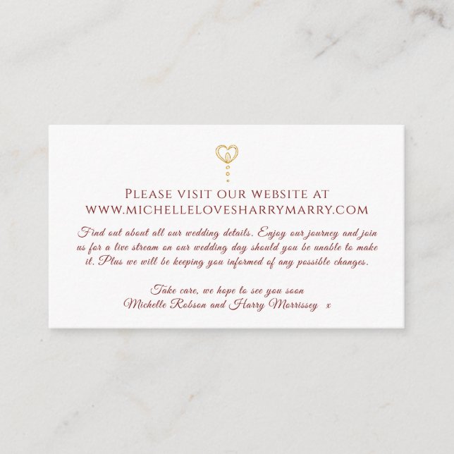 Carte D'accompagnement Monogram burgundy or blanc info site web (Devant)
