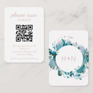 Carte D'accompagnement Monogram Pastel Rose moderne RSVP avec QR Code
