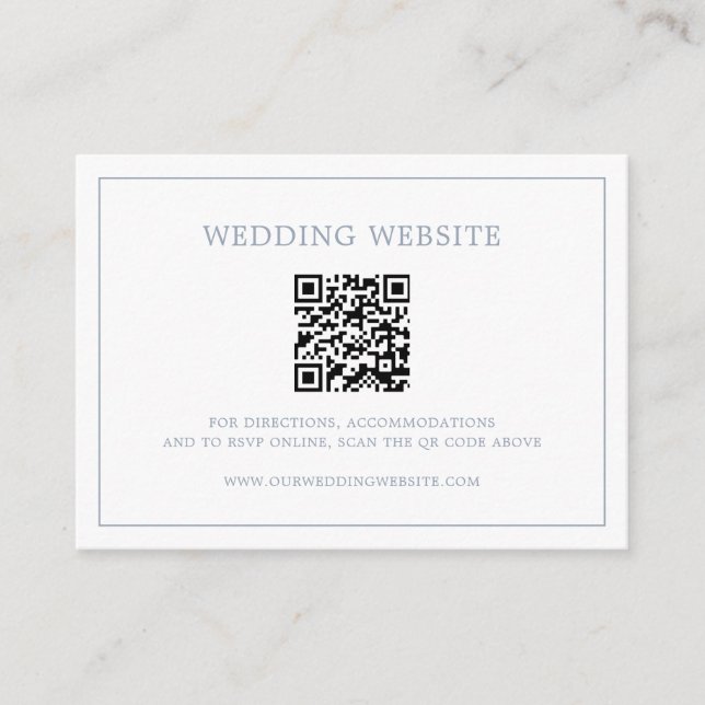 Carte D'accompagnement Monogramme bleu foncé simple QR Code Mariage éléga (Devant)