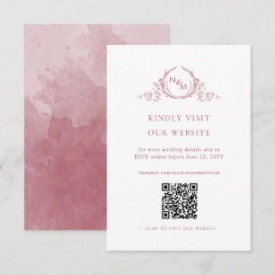 Carte D'accompagnement Monogramme d'aquarelle Bourgogne QR Code/RSVP en l