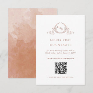 Carte D'accompagnement Monogramme d'aquarelle en terre cuite QR Code/RSVP