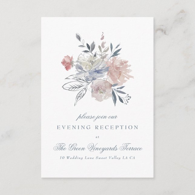 Carte D'accompagnement Monogramme d'aquarelle romantique à couronne flora (Devant)