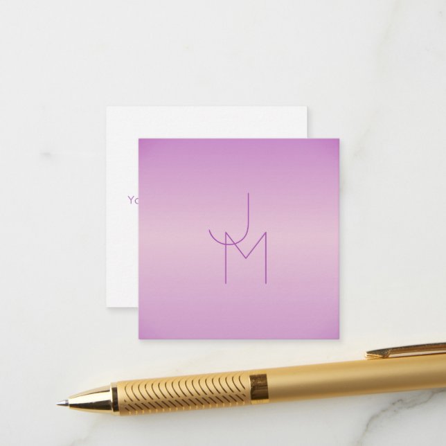 Carte D'accompagnement Monogramme de chevauchement unique | Lavande douce (Devant/Arrière en situation)