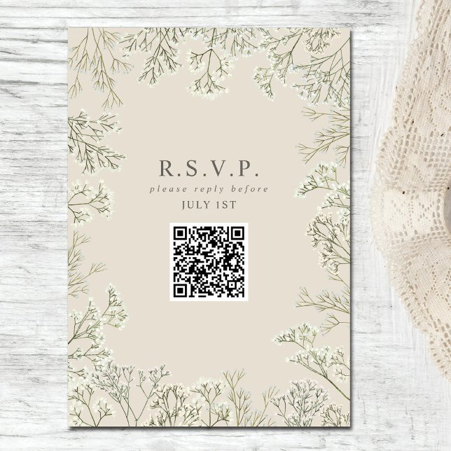 Carte D'accompagnement Monogramme de mariage du bébé RSVP QR (Créateur téléchargé)
