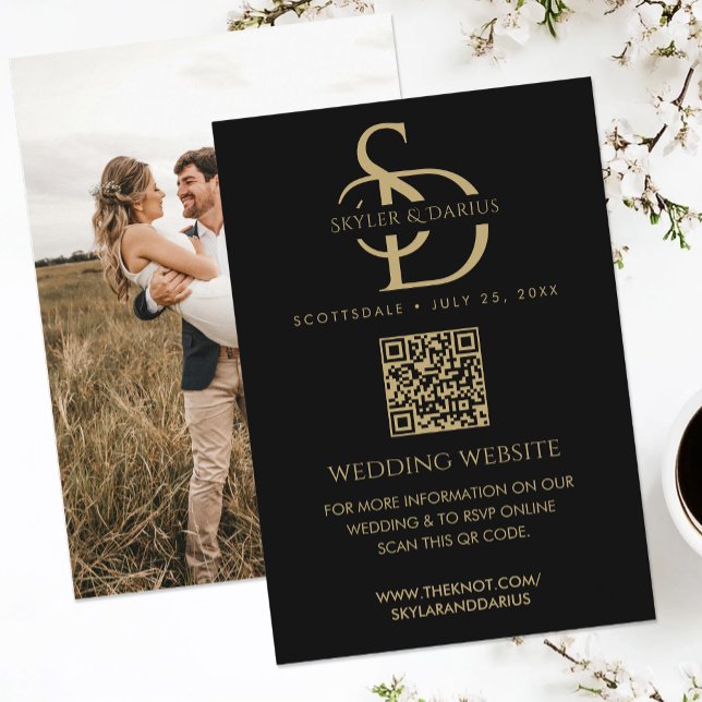 Carte D'accompagnement Monogramme Mariage simple Télécharger la photo Cod (Créateur téléchargé)