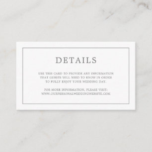 Carte D'accompagnement Monogramme moderne Détails Mariage gris simple