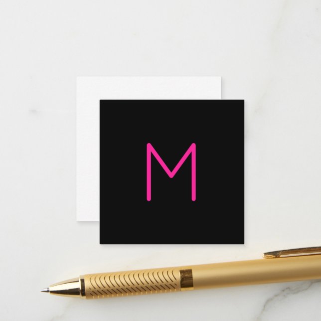 Carte D'accompagnement Monogramme rose et noir moderne modifiable (Devant/Arrière en situation)