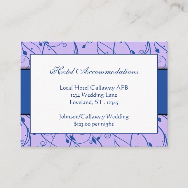 Carte D'accompagnement Monogramme Royal Blue Lilac Floral Swirl Mariage (Devant)