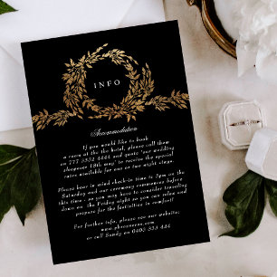 Carte D'accompagnement Monogramme traditionnel Noir Crest Mariage classiq