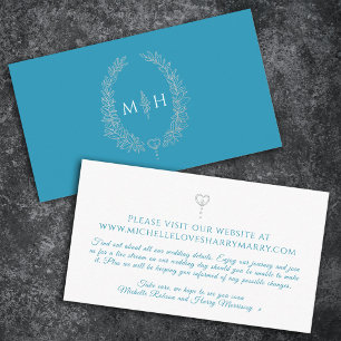 Carte D'accompagnement Monogramme turquoise argent blanc info