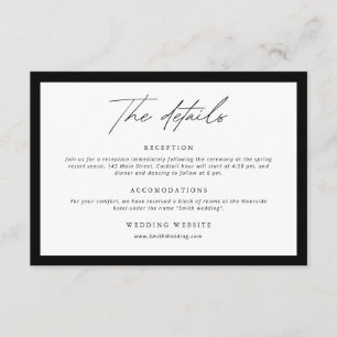 Carte D'accompagnement Monogramme Wreath noir blanc Détails Mariage