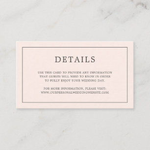 Carte D'accompagnement Monographie rose pâle simple Mariage élégant