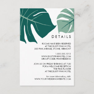 Carte D'accompagnement Monstera Green   Tropical Mariage Détails de l'inv