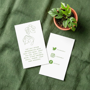 Carte D'accompagnement Monstère verte et blanche, liens sociaux merci