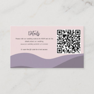 Carte D'accompagnement Montagnes QR code violet détails modernes mariage