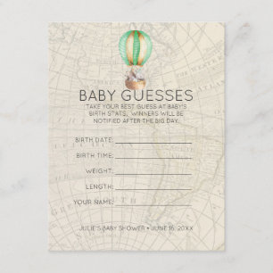 Carte D'accompagnement Montgolfière   Jeu de devination de Baby shower