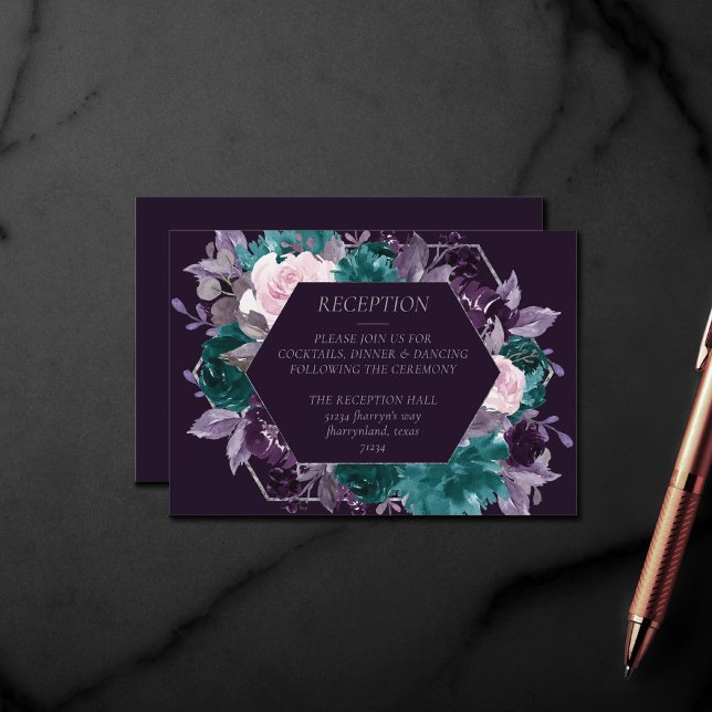 Carte D'accompagnement Moody Boho | Réception Florale Violet De L'Auberge (Créateur téléchargé)
