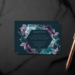 Carte D'accompagnement Moody Boho Réception Profond Turquoise Turquoise