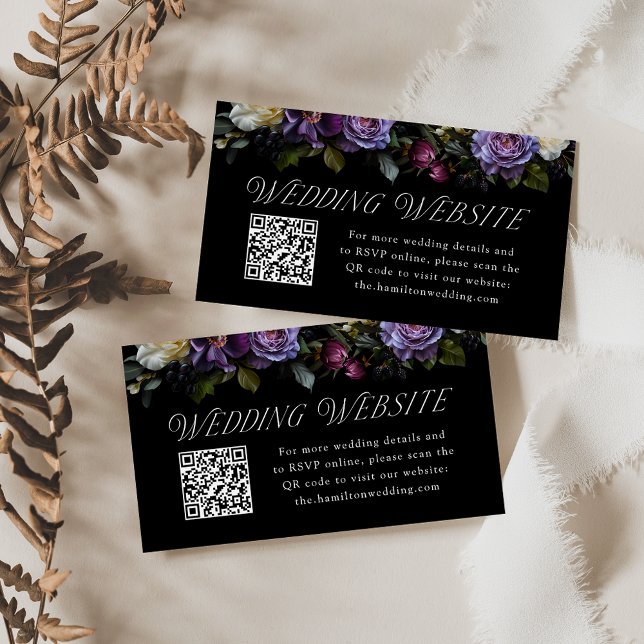 Carte D'accompagnement Moody Gothic Floral Mariage Website QR Code (Créateur téléchargé)