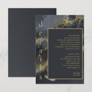 Carte D'accompagnement Moody Ink Charcoal Gold Détails Abstraits ID988