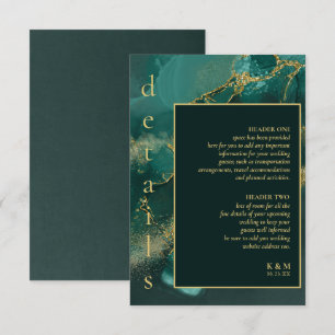 Carte D'accompagnement Moody Ink Emerald Gold Détails Abstraits ID988