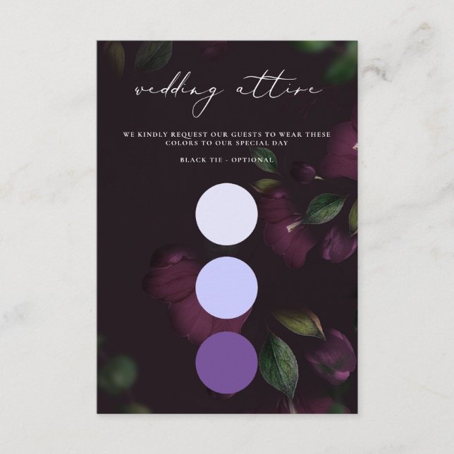Carte D'accompagnement Moody Purple Calligraphie Mariage Couleur de l'atl (Devant)