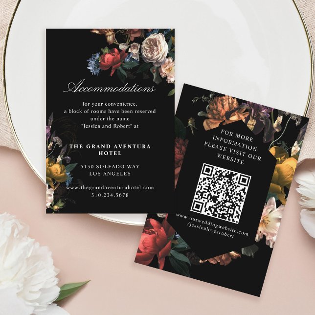 Carte D'accompagnement Moody sombre Romantique peinture florale Logement (Créateur téléchargé)