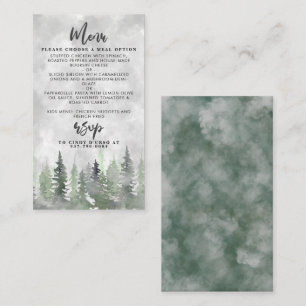 Carte D'accompagnement Moody Watercolor Pine Tree Forest Mariage Détails
