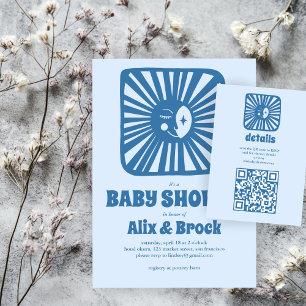 Carte D'accompagnement Moon Glow Boho Moderne mignon Baby shower QR perso