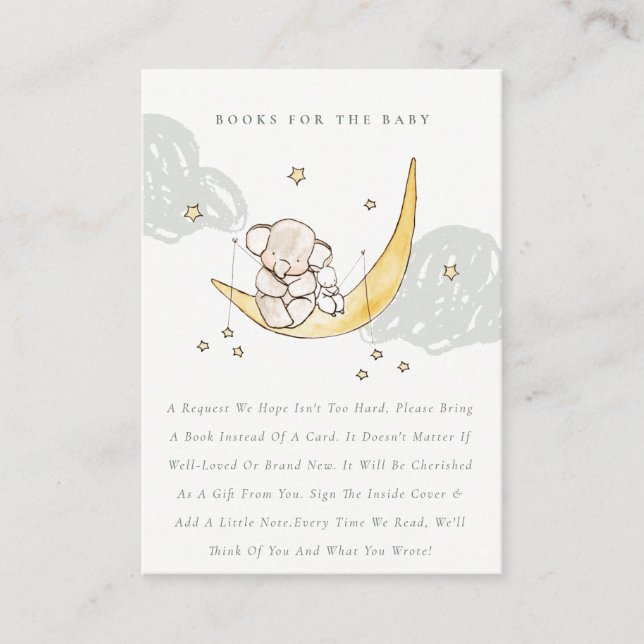 Carte D'accompagnement Moon & Stars Elephant Bunny Livres Pour Baby showe (Devant)