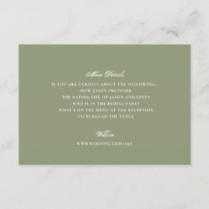 Carte D'accompagnement Moss Green Formal Classic Mariage élégant