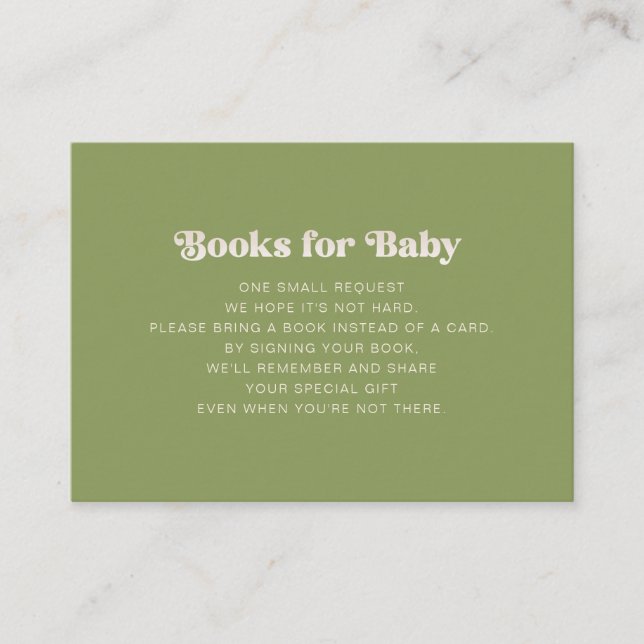 Carte D'accompagnement Moss Livres verts pour bébé (Devant)
