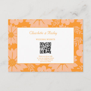 Carte D'accompagnement Motif à fleurs orange Fuzz Vintage rétro