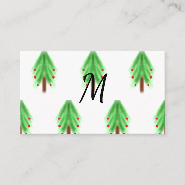 Carte D'accompagnement Motif de Noël simple aquarelle ajouter monogramme (Devant)