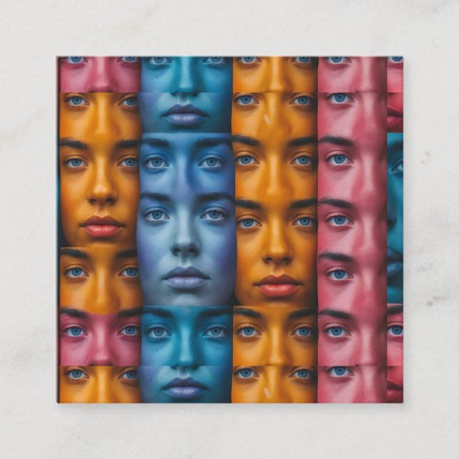 Carte D'accompagnement Motif des faces colorées (Devant)