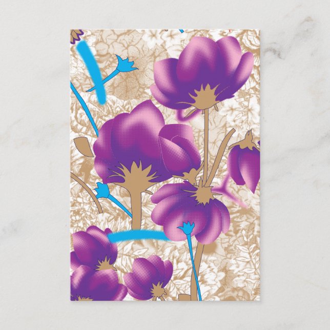 Carte D'accompagnement Motif floral vif avec violet et bleu f (Devant)