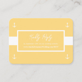 Carte D'accompagnement Motif Nautique Blanc Jaune Site Web Mariage RSVP