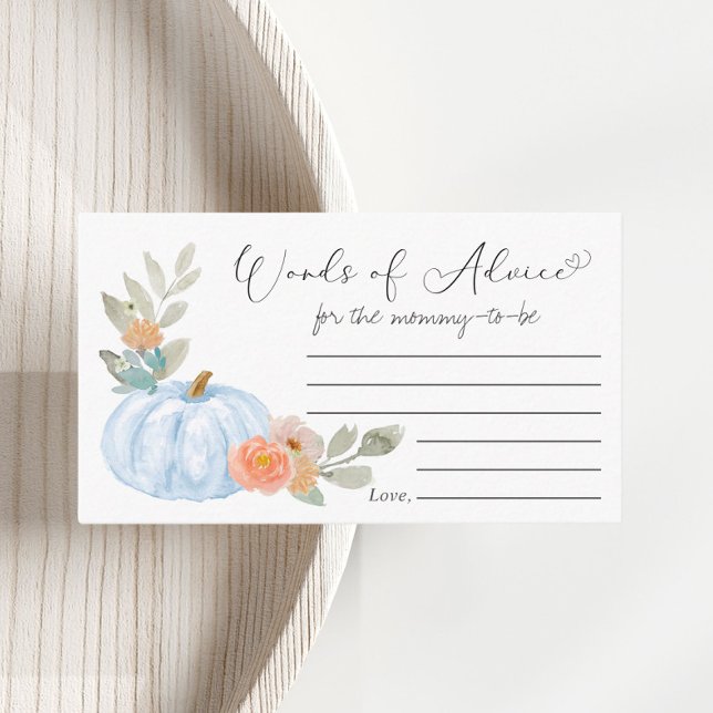 Carte D'accompagnement Mots citrouilles de conseil Baby Boy Shower (Créateur téléchargé)