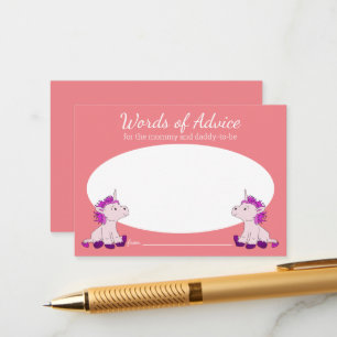 Carte D'accompagnement Mots de Licorne Conseils Jumeaux Filles Baby Showe