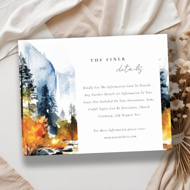 Carte D'accompagnement Mountain River Fall Landcape Détails du Mariage (Créateur téléchargé)